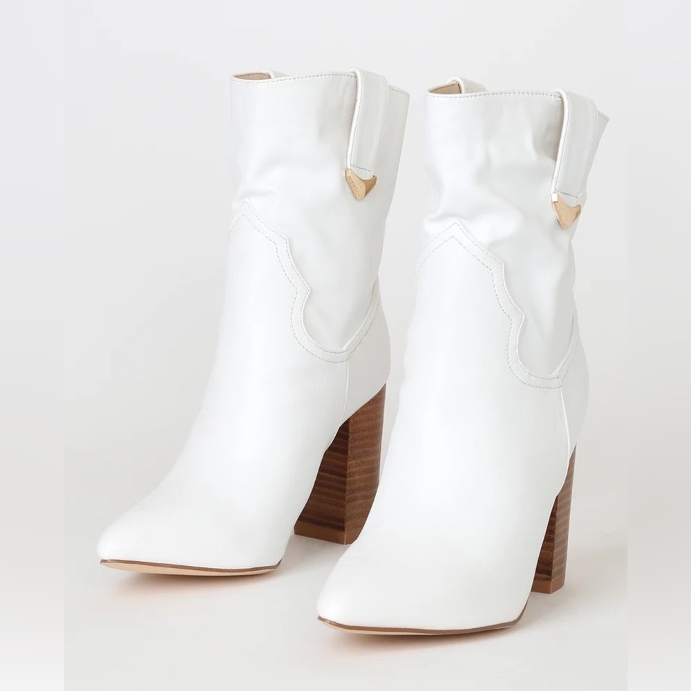 White Pointed-Toe Booties
